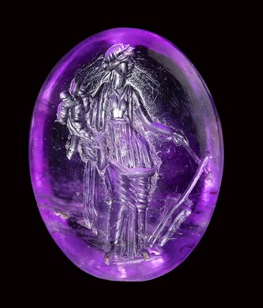 A fine roman amethyst intaglio. Fortuna-Tyche.<br><br>1st - 2nd century A.D.
