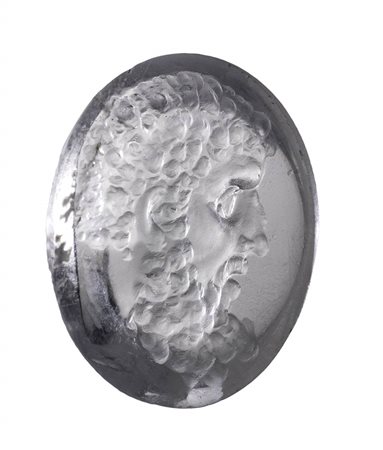 A fine roman rock crystal intaglio. Head of Hercules. 1st - 2nd century B.C.