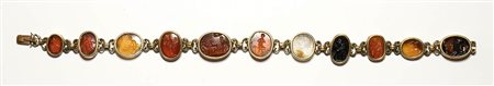 A modern gold bracelet with eleven hardstones intaglios. Various subjects. 2nd century B.C.- 2nd - 3rd century A.D.