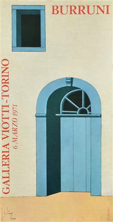 BURRUNI manifesto, 68x33 cm realizzato da A.Camedda, Torino per la mostra...