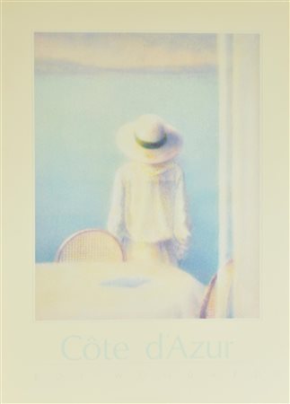 COTE D'AZUR manifesto, 90x64 cm per la mostra Cote d'Azur di Roy Woodard