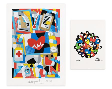 AUTORI VARI (LODOLA, NESPOLO) - Lotto unico composto da 2 opere grafiche 