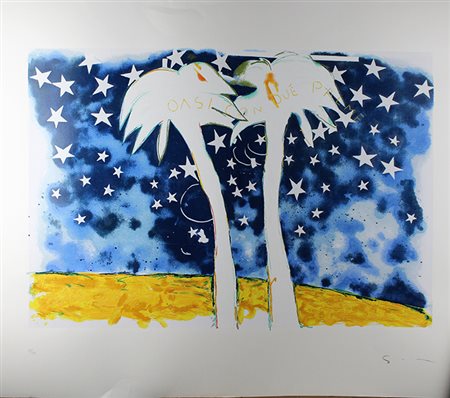 MARIO SCHIFANO, "Oasi con due palme"