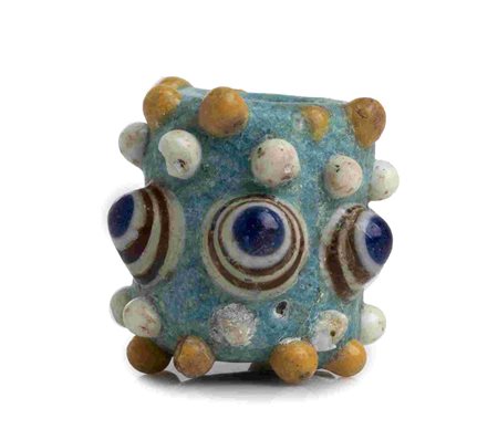 PHOENICIAN GLASS PASTE BEAD 4th - 3rd centuries BC height cm 3,2 Rod-formed...