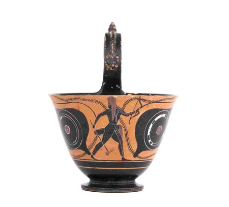 ATTIC BLACK-FIGURE KYATHOS Near to Epiktetos, ca. 520 – 500 BC height cm 15;...