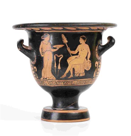 APULIAN RED-FIGURE BELL-KRATER Attributable to the Dijon Painter, ca. 380 -...
