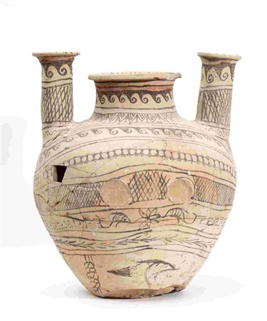 CANOSAN TRIPLE SPOUTS ASKOS Listata III Phase, ca. 300 - 250 BC height cm 41...