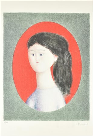 Antonio Bueno RITRATTO litografia su carta, cm 70x50, es. 25/250 firma