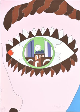 Ugo Nespolo OCCHIO serigrafia su carta, cm 70x50; es. 76/150 firma L'opera...