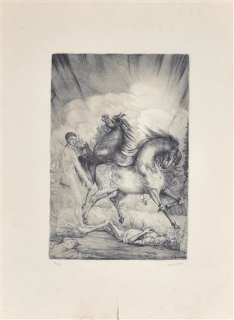 Aligi Sassu SENZA TITOLO acquaforte su carta, battuta cm 36x24, su foglio...