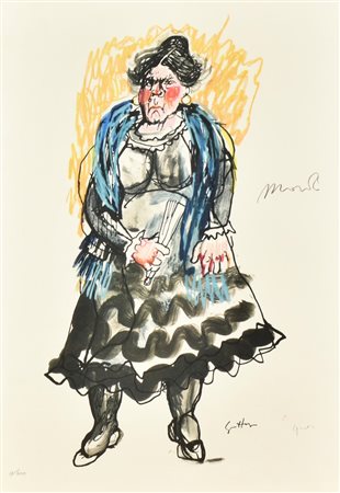 Renato Guttuso MARIA litografia su carta, cm 35x50, es. 17/300 firma in...