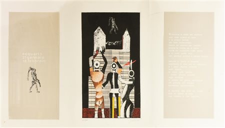 Franco Gentilini ACQUARIO lotto di 3 incisioni su carta, battute cm...