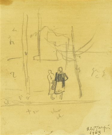 Aldo Carpi SENZA TITOLO matita su carta, cm 16x11 firma e data eseguita nel...