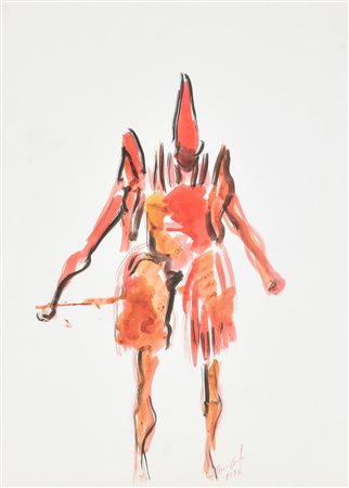 Piero Cerato AL CIRCO tecnica mista su carta, cm 54x39 firma e data sul...