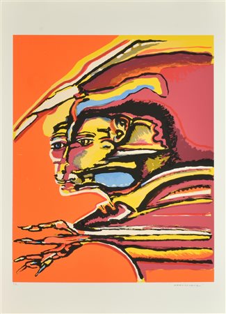 Remo Brindisi RITRATTO serigrafia su carta, cm 70x50; es. p.a. firma