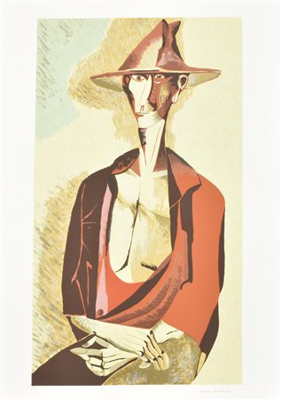 Remo Brindisi RITRATTO MASCHILE serigrafia su carta, cm 70x50; es. p.a. firma