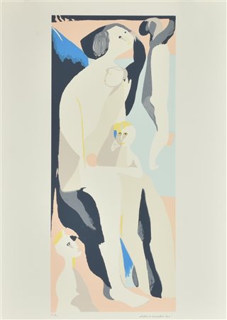 Remo Brindisi MATERNITA' serigrafia su carta, cm 70x50; es. p.a. firma