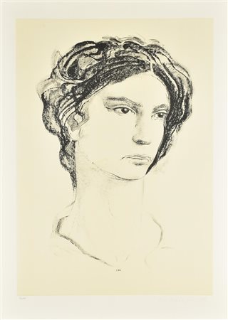 Pietro Annigoni RITRATTO litografia su carta, cm 70x50; es. 92/100 firma e...