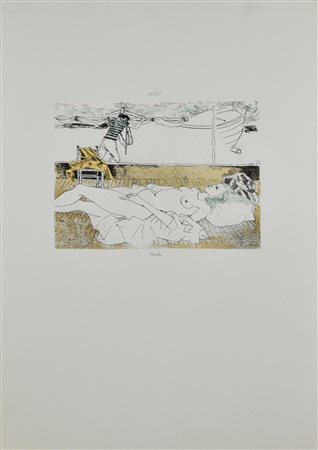 Gabriele Mucchi NUDO SDRAIATO litografia su carta, cm 70x50; es. 108/125 firma