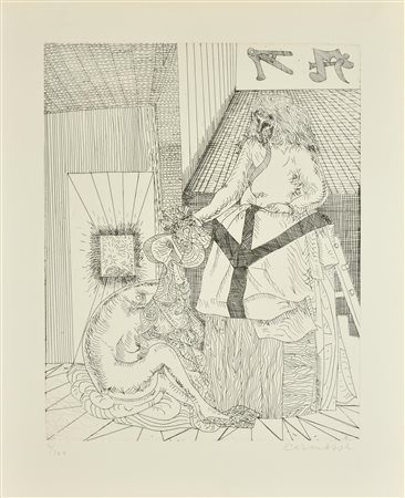 Arturo Carmassi LA VESTIZIONE acquaforte su carta, battuta cm 45x35,5 su...