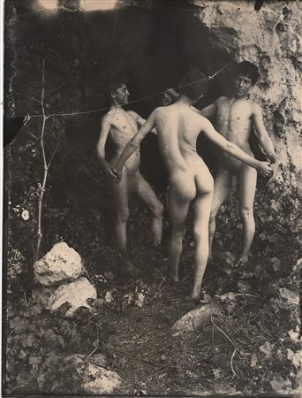 Wilhelm Von Gloeden (Wismar   1856-Taormina  1931)  - Nudo di tre ragazzi