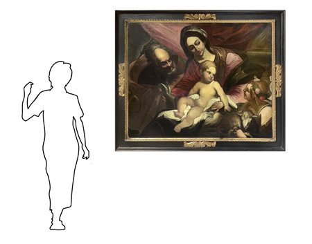 Valerio Castello (copia da) (Genova  12.12.1624-Genova 17.02.1659)  - Sacra famiglia con San Giovannino, Late 17° / 18°  secolo