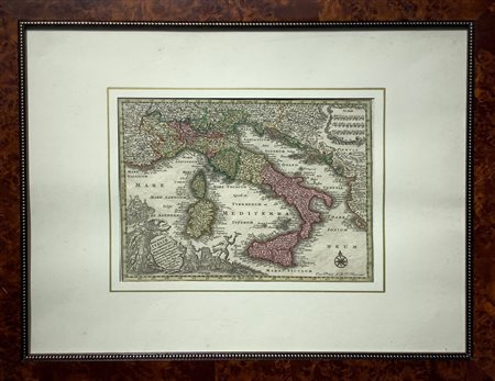 il Vecchio Mat°aus Sporse Seutter (1678-1756)  - Nova totius italiae cum adjacentibus Insulis, carta geografica, 1744