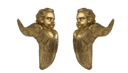 Coppia di angeli alati di provenienza siciliana, late eighteen°  secolo