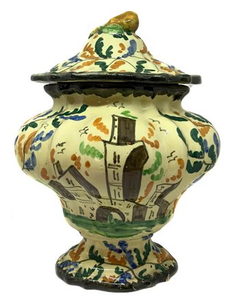 Torcisio Tosin (Cles  1904-Venezia 1999)  -  Raro vaso in maiolica a poutiche, Inizi  20°  secolo