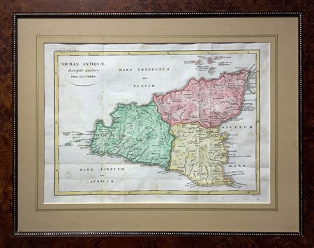 Filippo Cluverio (Danzica 1580-Leida 1622)  - Siciliae antique, carta geografica