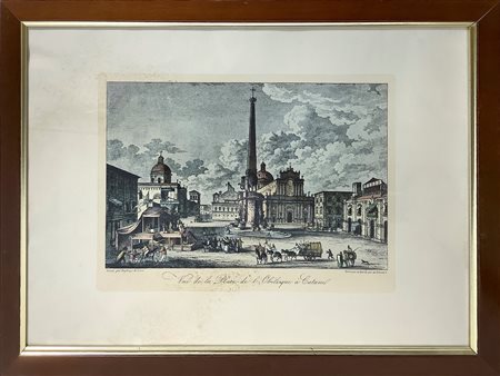 Jean Duplessis Bertaux (Parigi 1747-1819)  -Riproduzione di " Piazza dell'Obelisco di Catania"