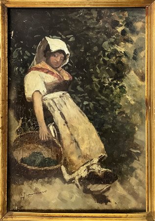 Michele Cammarano (Napoli 25 febbraio 1835-Napoli 21 settembre 1920)  - Contadina