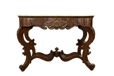 Console Luigi Filippo in legno piuma di mogano, Late 19°  secolo