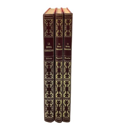 Dante Alighieri (Firenze 1265-Ravenna 1321)  - Copia anastatica della Divina commedia divisa in tre volumi commentata da Jacopo di Giovanni dalla Lana e illustrata da Gustavo Doré., 1975