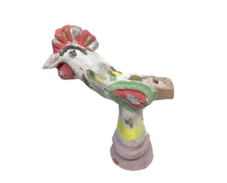 Salvatore Leone - FISCHIETTO POLICROMO IN CERAMICA DI CALTAGIRONE RAFFIGURANTE UN GALLETTO 