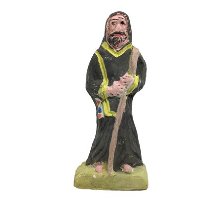 Salvatore Leone - Fischetto policromo in ceramica di caltagirone raffigurante un Santo