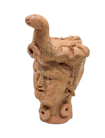 Salvatore Leone - Fischietto raffigurante figura antropomorfa in monocromo e in ceramica di Caltagirone