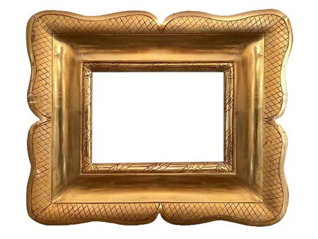 Cornice a vassoio in legno dorato a foglia, 20°  secolo