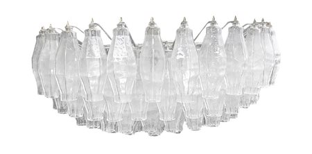 Venini - Lampada a sospensione con struttura in metallo cromato produzione Murano, 70's