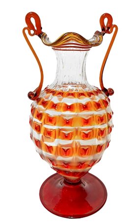 Fratelli Toso - Vaso biansato a corpo costolato, 1920s / 30s