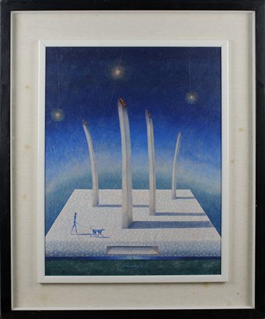 DANTE CUCURNIA, "A passeggio con il levriero", 1996