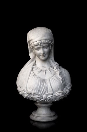 Cesare Lapini "Fanciulla" busto in marmo (h. cm 75) Firmato, locato Firenze e da