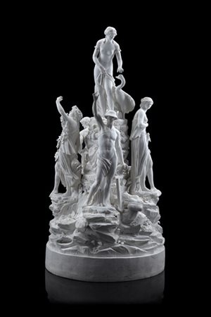 Manifattura di Locrè, Parigi, fine del secolo XVIII "Trionfo di Leda" gruppo in