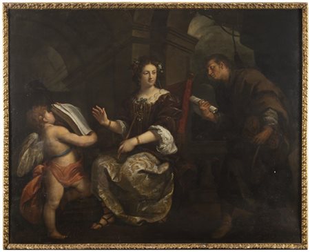 Giuseppe Nuvolone Allegoria 
Olio su tela, cm 194x244,5
In cornice (difetti e re