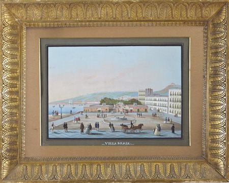 Scuola napoletana, secolo XIX "Villa reale" gouache su carta (cm 30x44) In corn