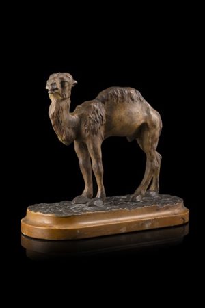 Manifattura di Vienna, inizio secolo XX "Dromedario" scultura in rame smaltato