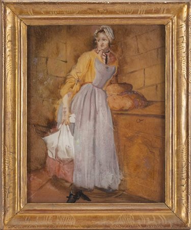 Scuola fiamminga, secolo XVIII "Contadina" e "Interno di osteria" coppia di ver