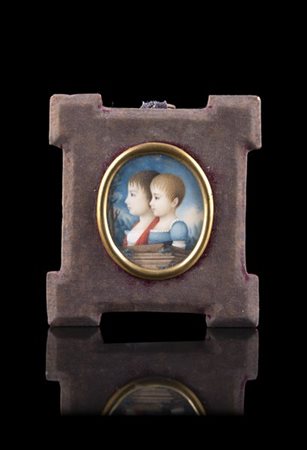 Miniatore neoclassico "Due sorelle" miniatura su avorio (cm 4,5x3,7)

Il presen