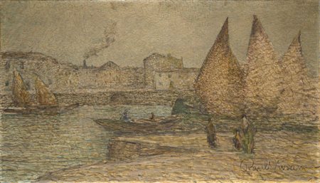 Raul Viviani , Firenze 1883 , Rapallo 1965 "Marina" olio su tela, cm 90x130...