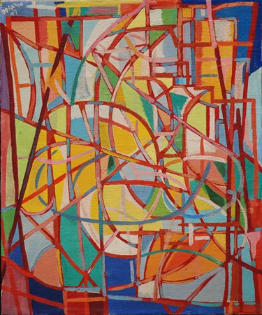 Piero Dorazio , Roma 1927 , Perugia 2005 "Senza titolo" 1947 olio su tela, cm...